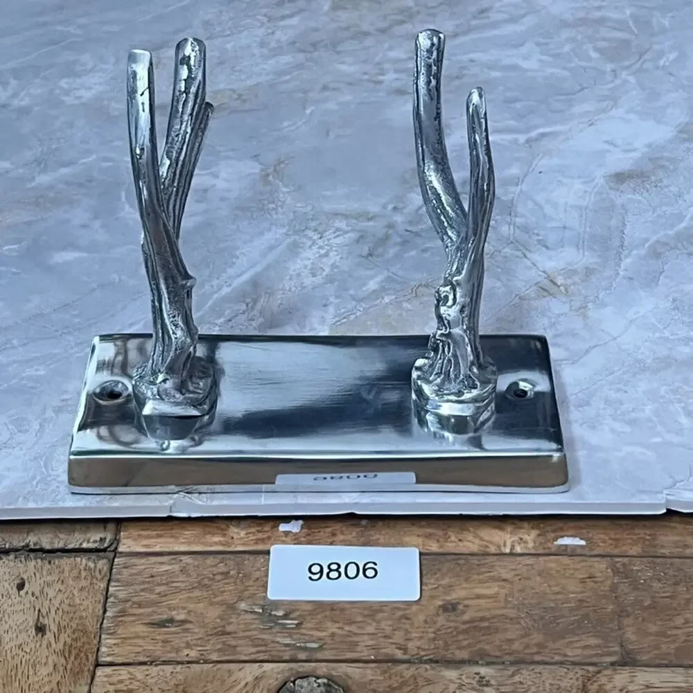 Double Antler Horn Inspired Hook Coat Hanger Western Home Decor Metal